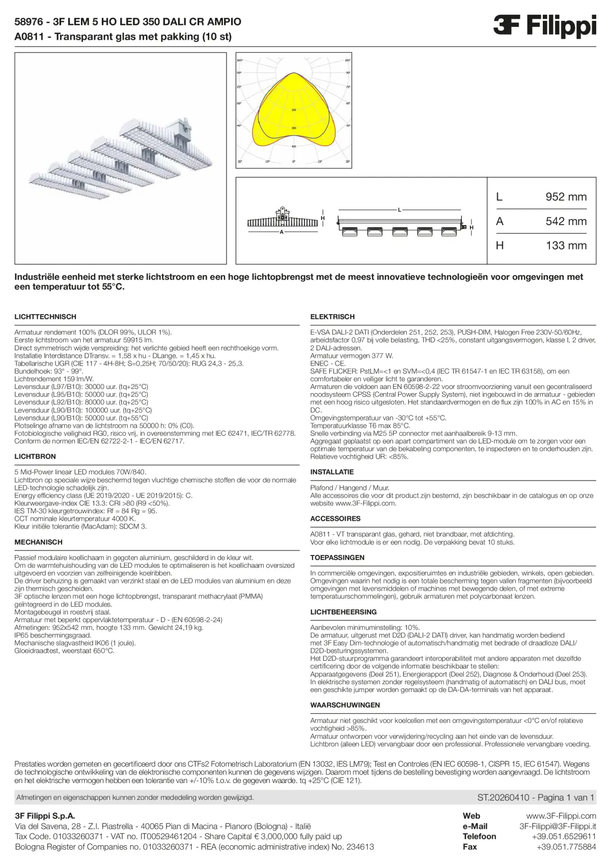 58976+A0811 - 3F LEM 5 HO LED 350 DALI CR AMPIO + VT - Datasheet - nl