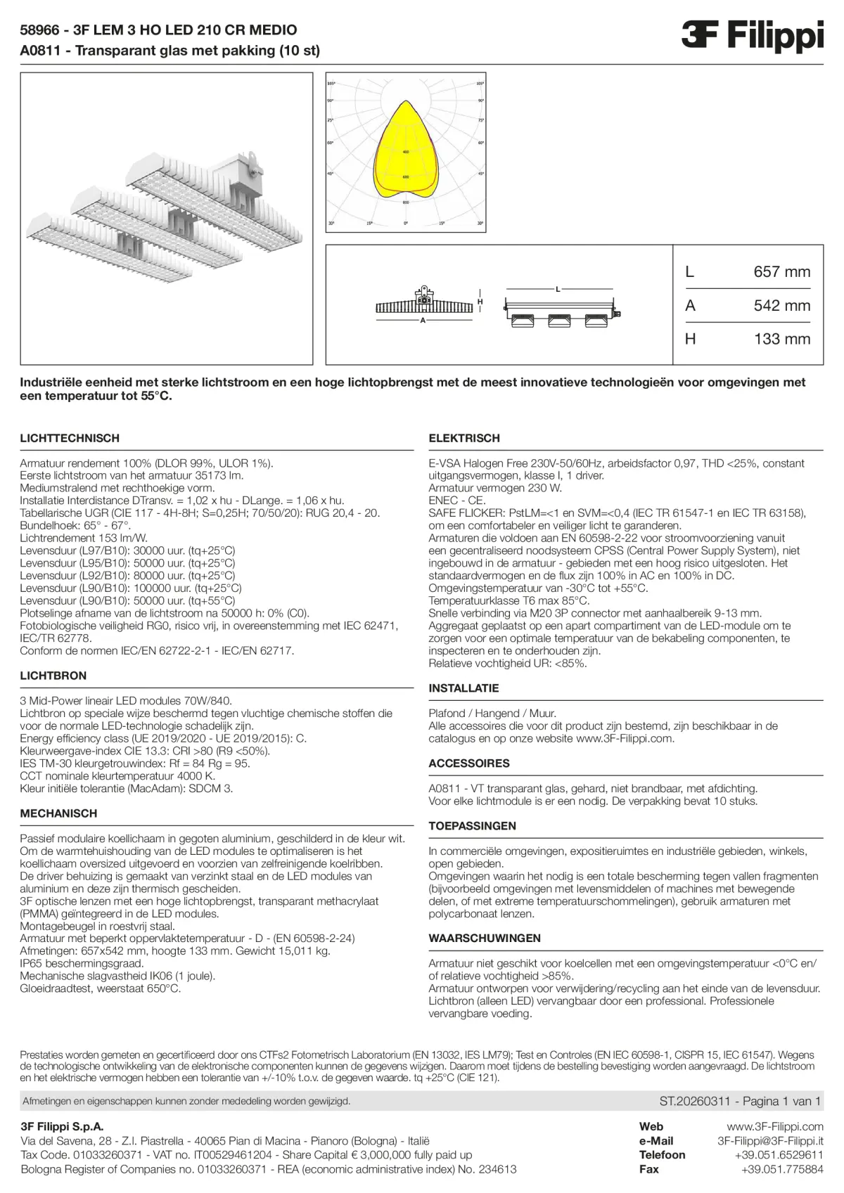 58966+A0811 - 3F LEM 3 HO LED 210 CR MEDIO + VT - Datasheet - nl