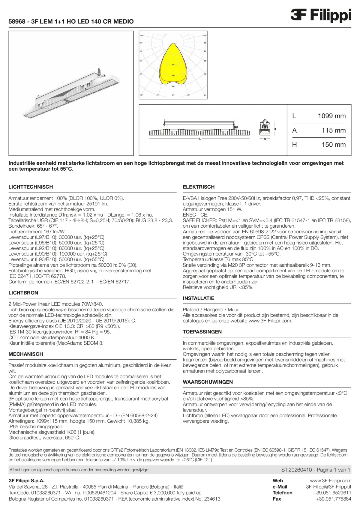58968 - 3F LEM 1+1 HO LED 140 CR MEDIO - Datasheet - nl