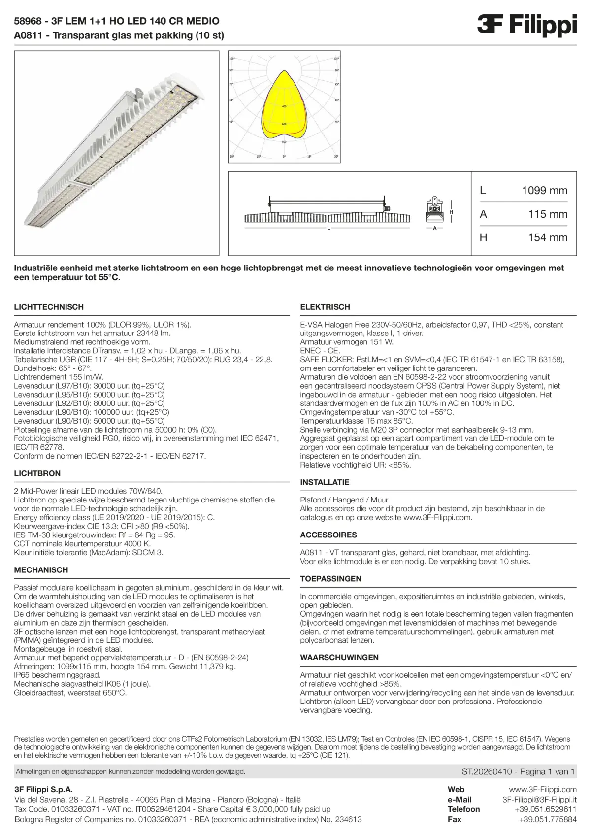 58968+A0811 - 3F LEM 1+1 HO LED 140 CR MEDIO + VT - Datasheet - nl
