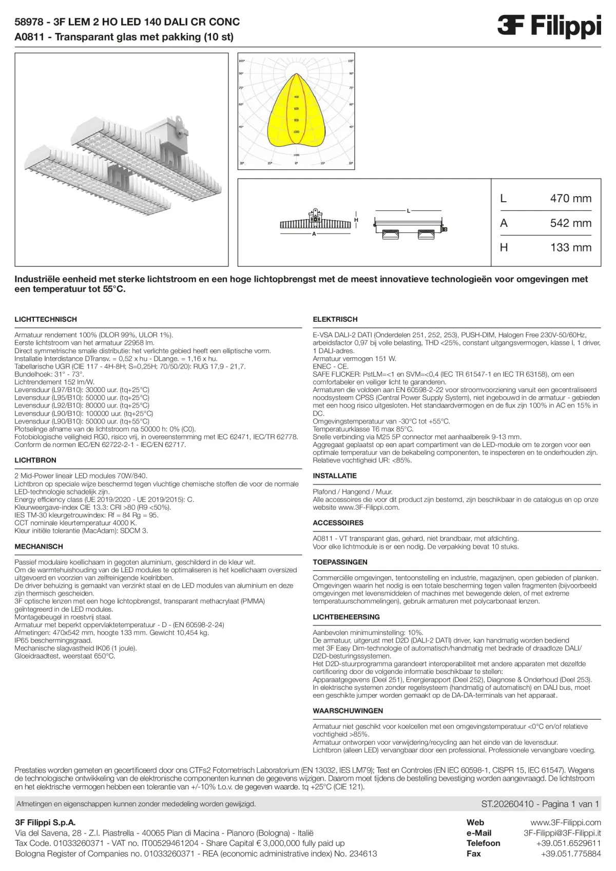 58978+A0811 - 3F LEM 2 HO LED 140 DALI CR CONC + VT - Datasheet - nl