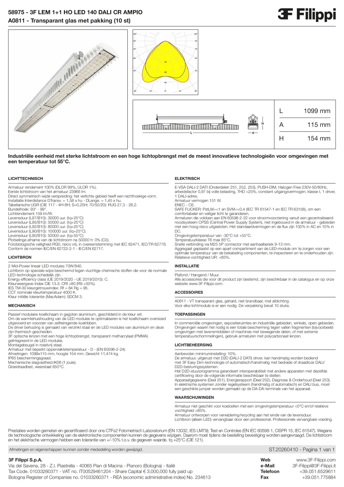 58975+A0811 - 3F LEM 1+1 HO LED 140 DALI CR AMPIO + VT - Datasheet - nl