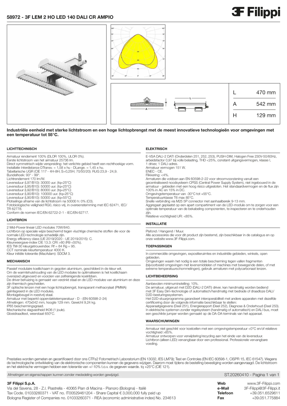 58972 - 3F LEM 2 HO LED 140 DALI CR AMPIO - Datasheet - nl
