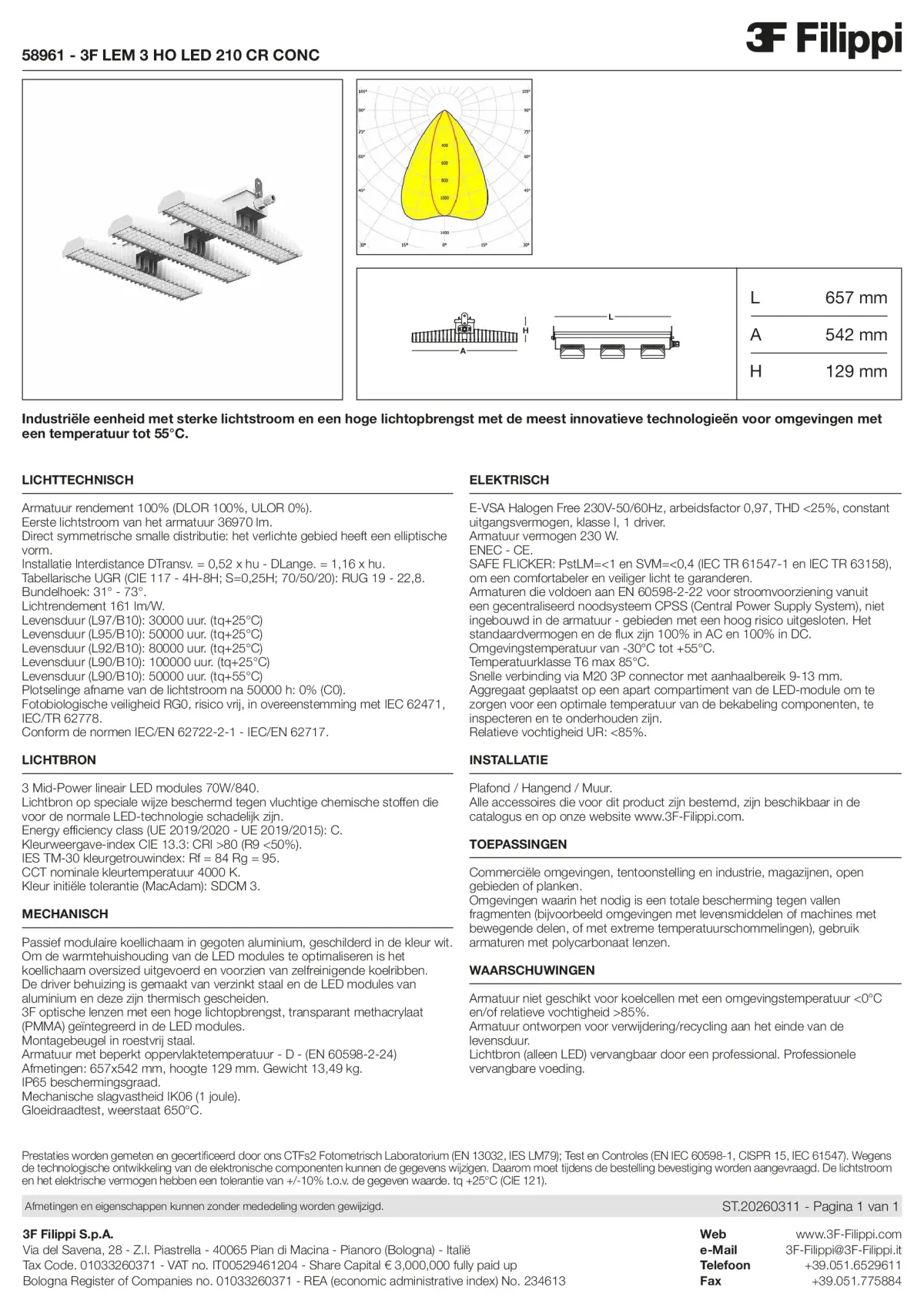 58961 - 3F LEM 3 HO LED 210 CR CONC - Datasheet - nl