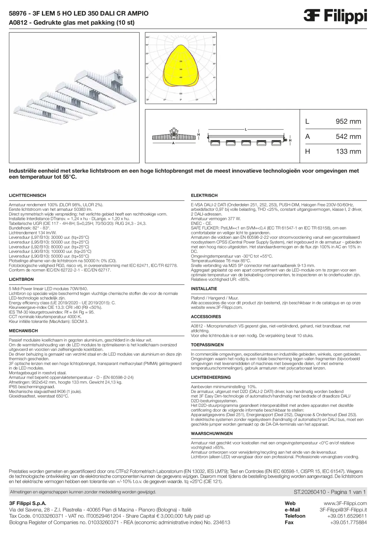 58976+A0812 - 3F LEM 5 HO LED 350 DALI CR AMPIO + VS - Datasheet - nl