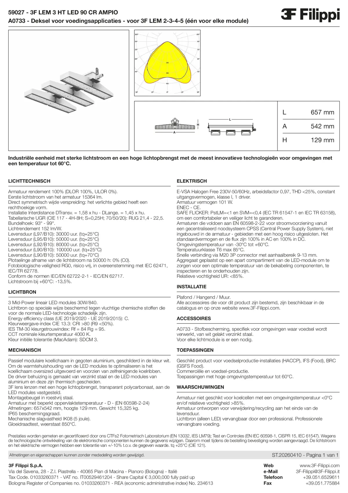 59027+A0733 - 3F LEM 3 HT LED 90 CR AMPIO + FOOD - Datasheet - nl