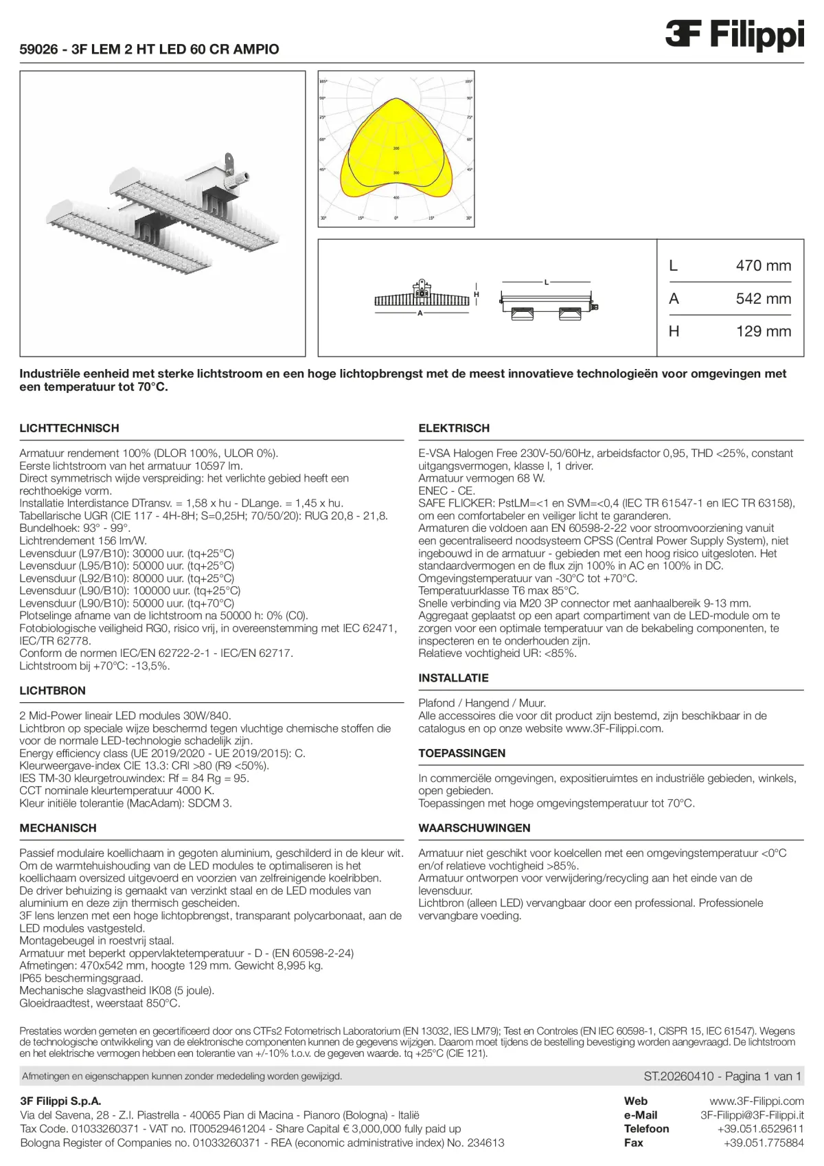 59026 - 3F LEM 2 HT LED 60 CR AMPIO - Datasheet - nl