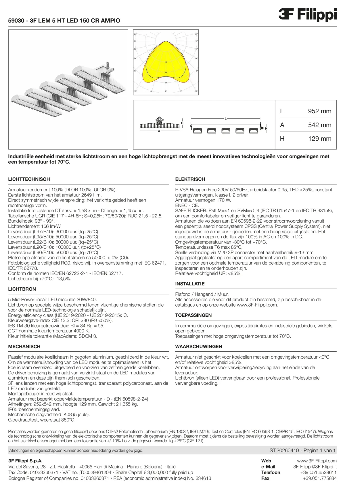 59030 - 3F LEM 5 HT LED 150 CR AMPIO - Datasheet - nl