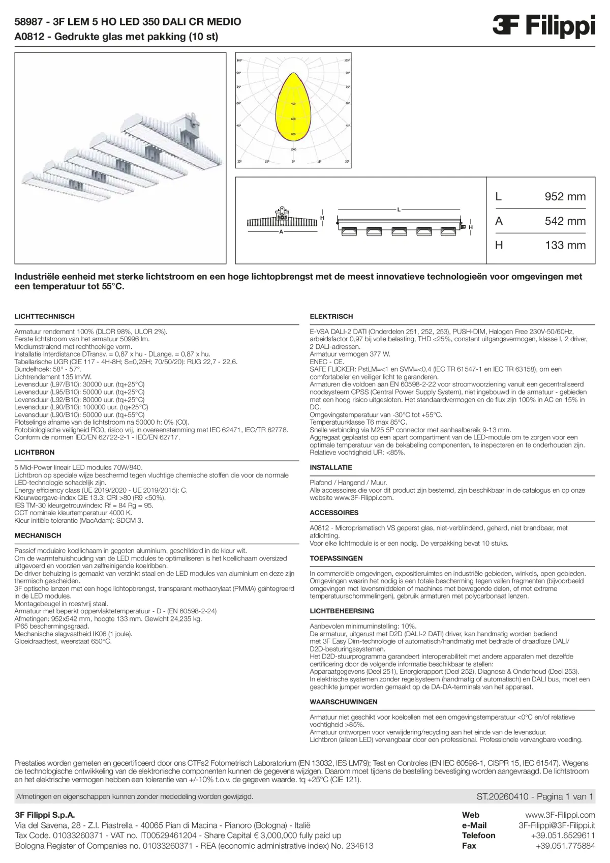 58987+A0812 - 3F LEM 5 HO LED 350 DALI CR MEDIO + VS - Datasheet - nl
