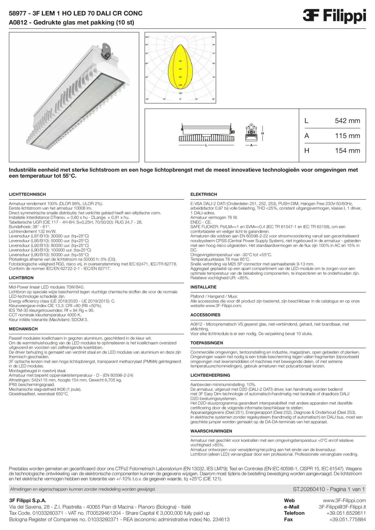 58977+A0812 - 3F LEM 1 HO LED 70 DALI CR CONC + VS - Datasheet - nl