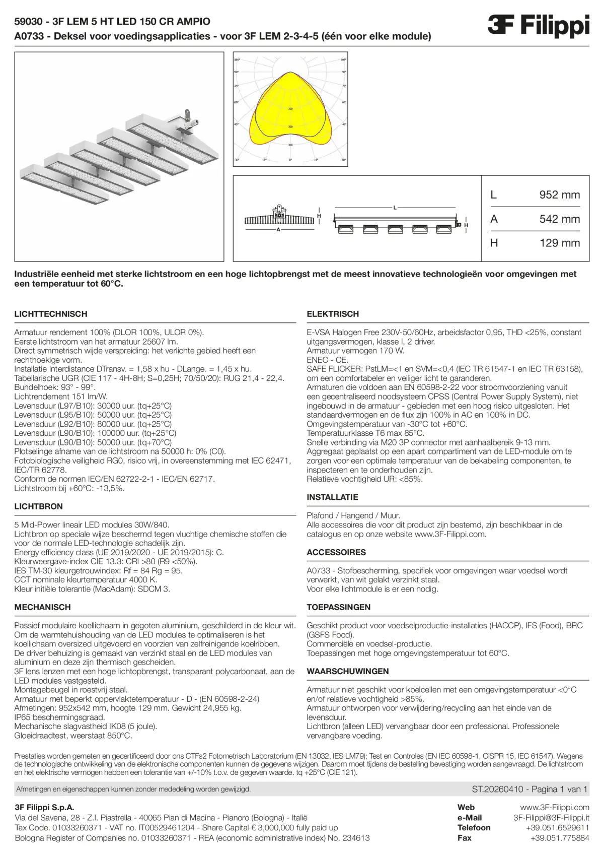 59030+A0733 - 3F LEM 5 HT LED 150 CR AMPIO + FOOD - Datasheet - nl