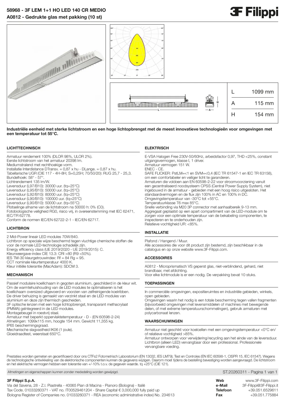 58968+A0812 - 3F LEM 1+1 HO LED 140 CR MEDIO + VS - Datasheet - nl