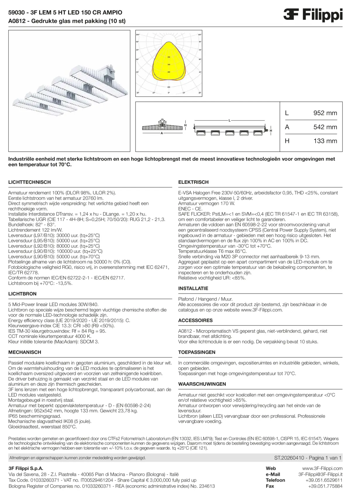 59030+A0812 - 3F LEM 5 HT LED 150 CR AMPIO + VS - Datasheet - nl