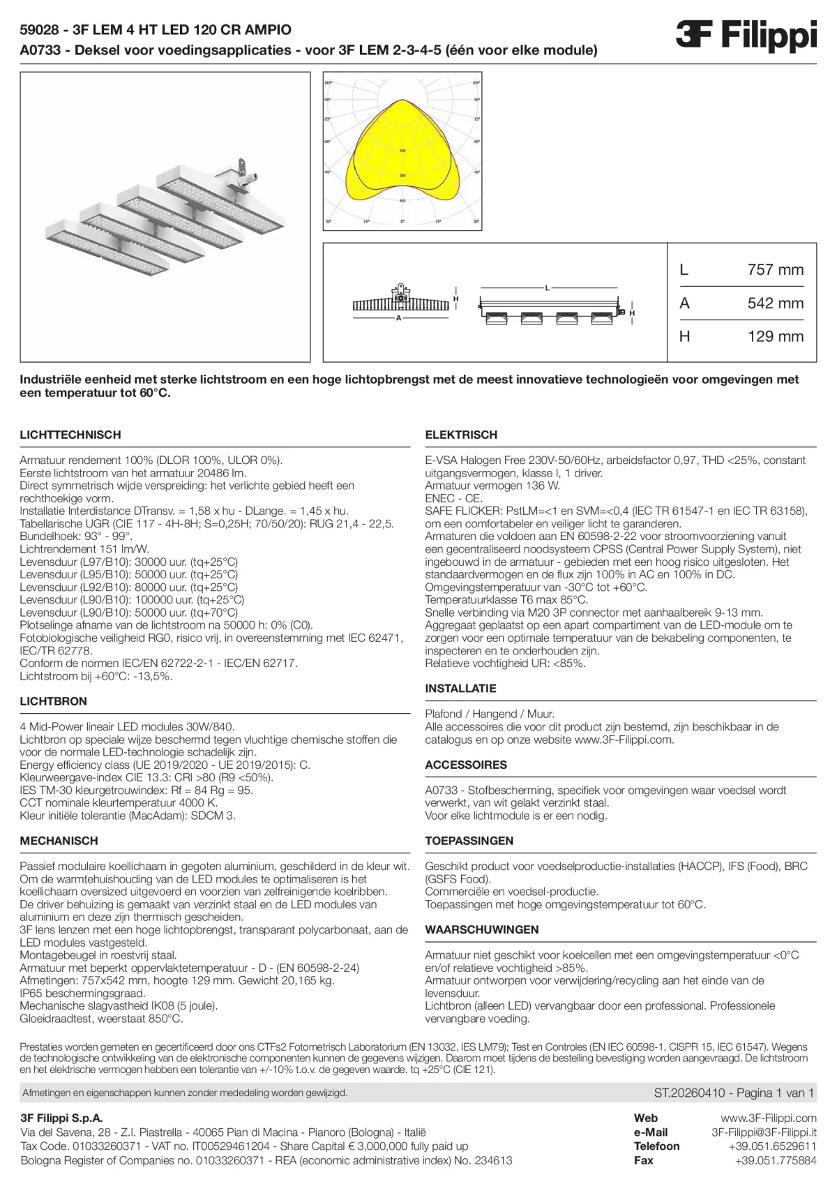 59028+A0733 - 3F LEM 4 HT LED 120 CR AMPIO + FOOD - Datasheet - nl