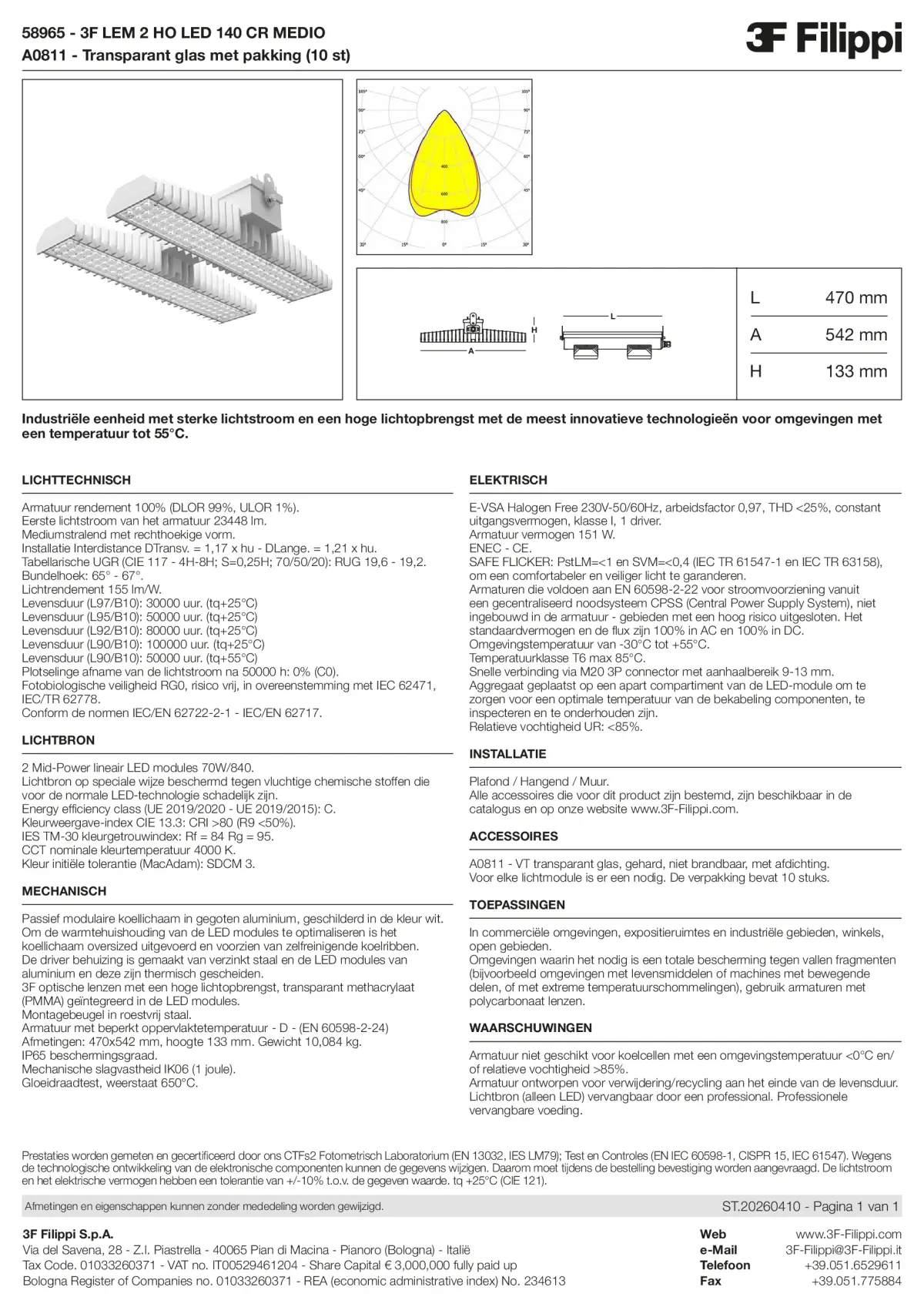 58965+A0811 - 3F LEM 2 HO LED 140 CR MEDIO + VT - Datasheet - nl