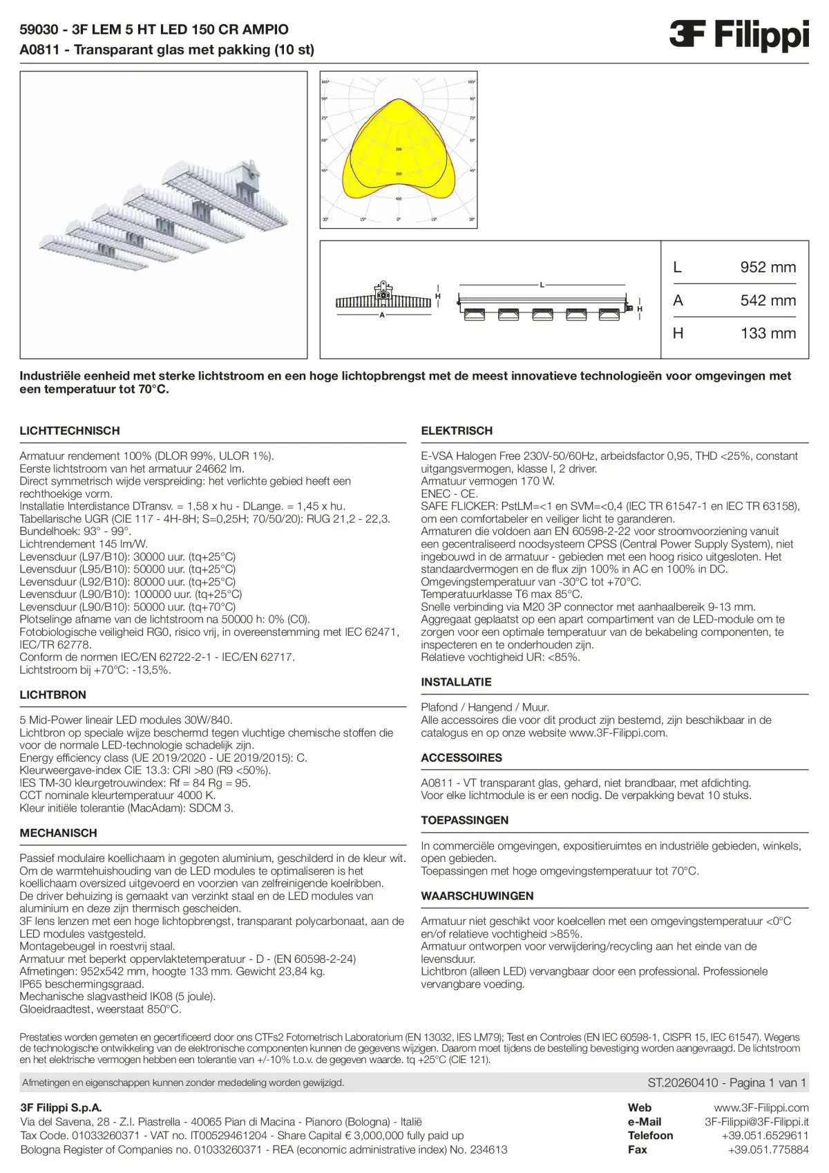 59030+A0811 - 3F LEM 5 HT LED 150 CR AMPIO + VT - Datasheet - nl