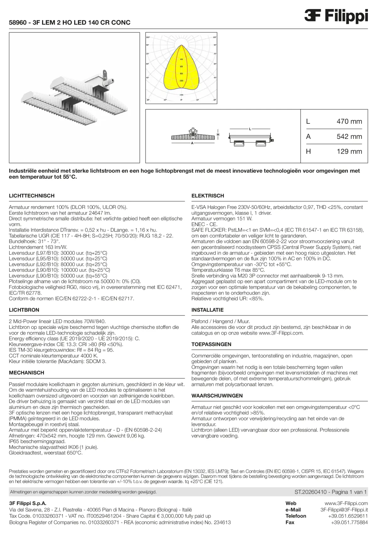 58960 - 3F LEM 2 HO LED 140 CR CONC - Datasheet - nl