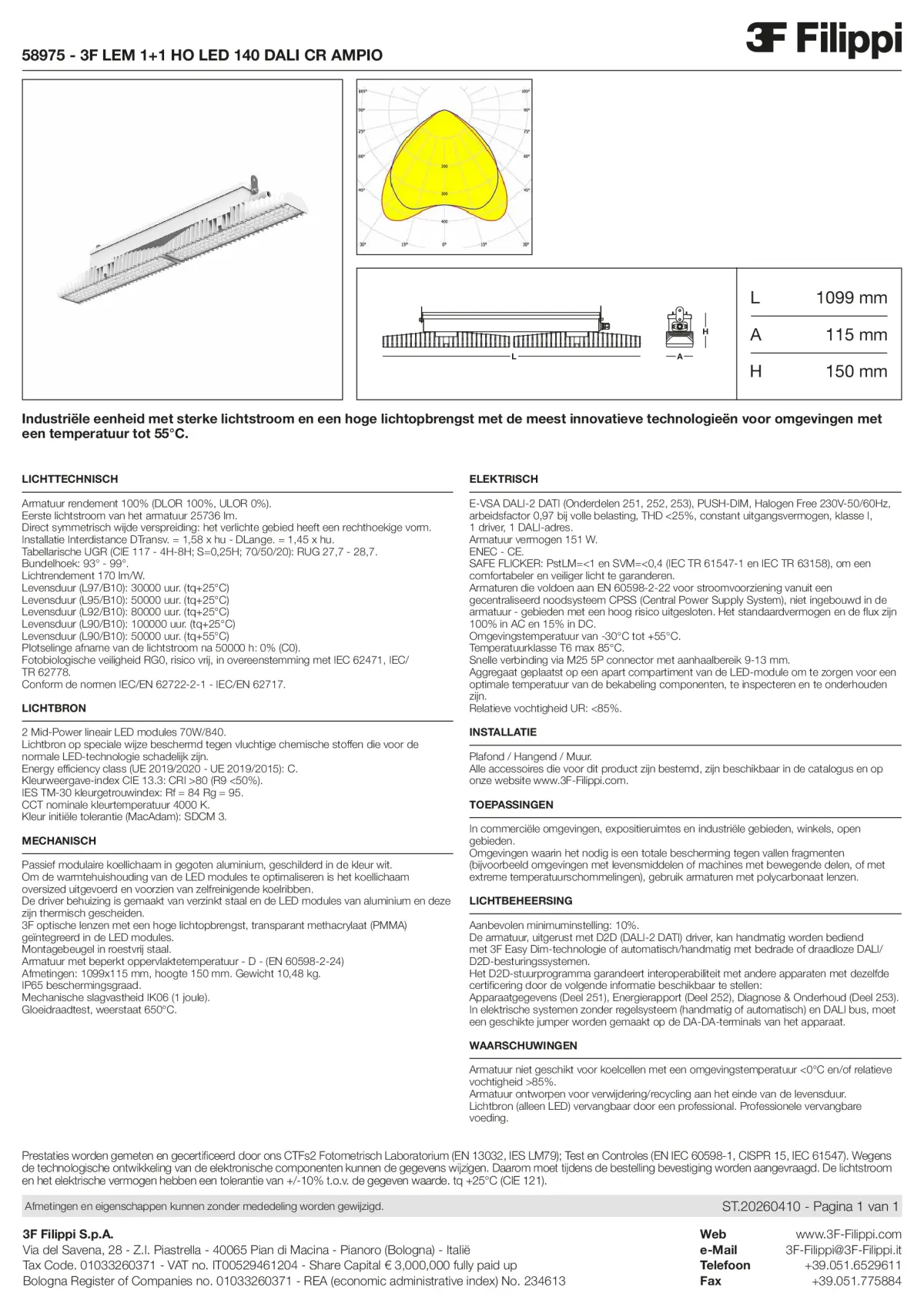 58975 - 3F LEM 1+1 HO LED 140 DALI CR AMPIO - Datasheet - nl