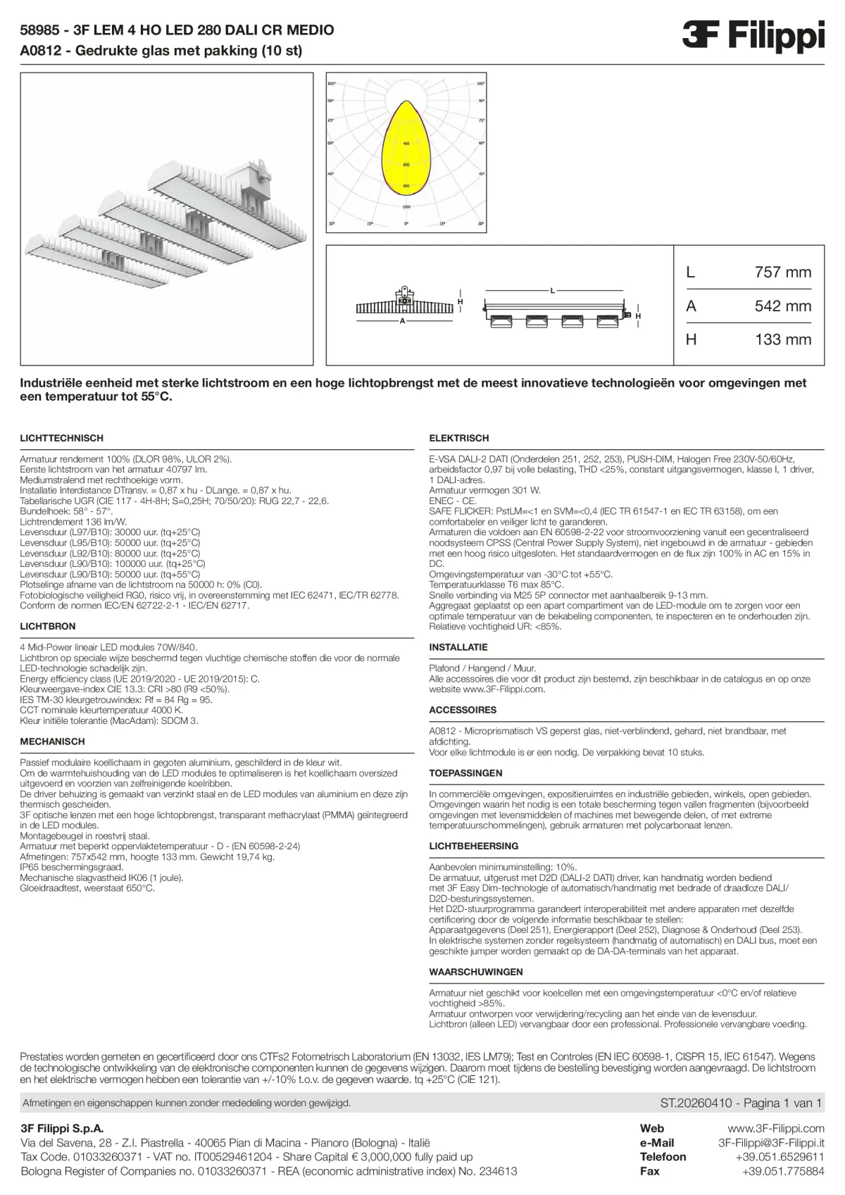 58985+A0812 - 3F LEM 4 HO LED 280 DALI CR MEDIO + VS - Datasheet - nl