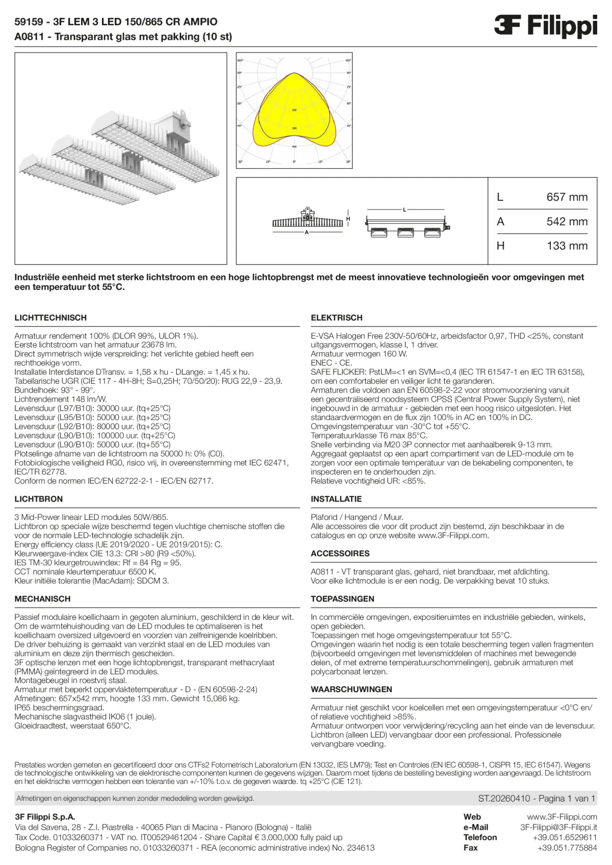 59159+A0811 - 3F LEM 3 LED 150-865 CR AMPIO + VT - Datasheet - nl
