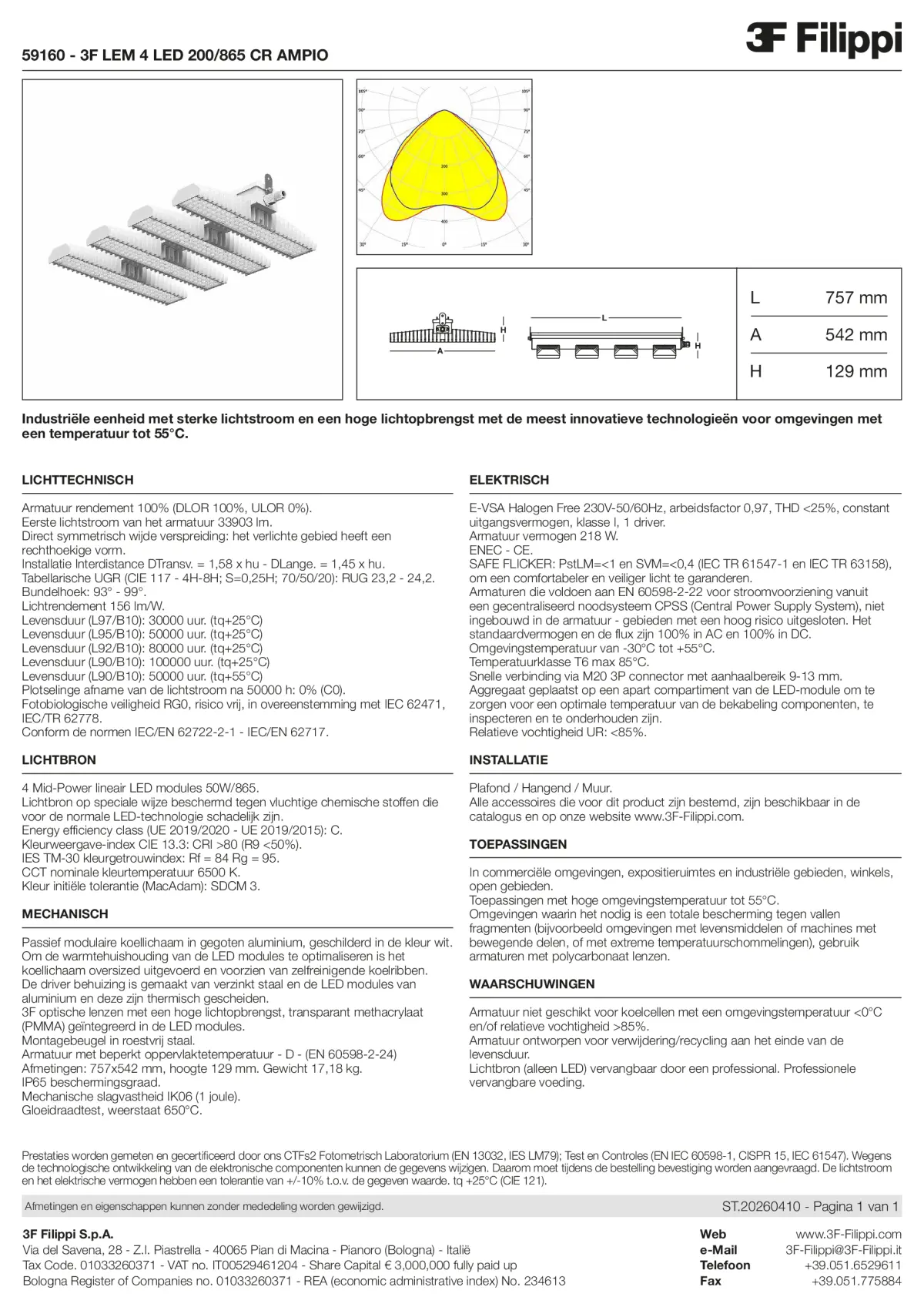 59160 - 3F LEM 4 LED 200-865 CR AMPIO - Datasheet - nl