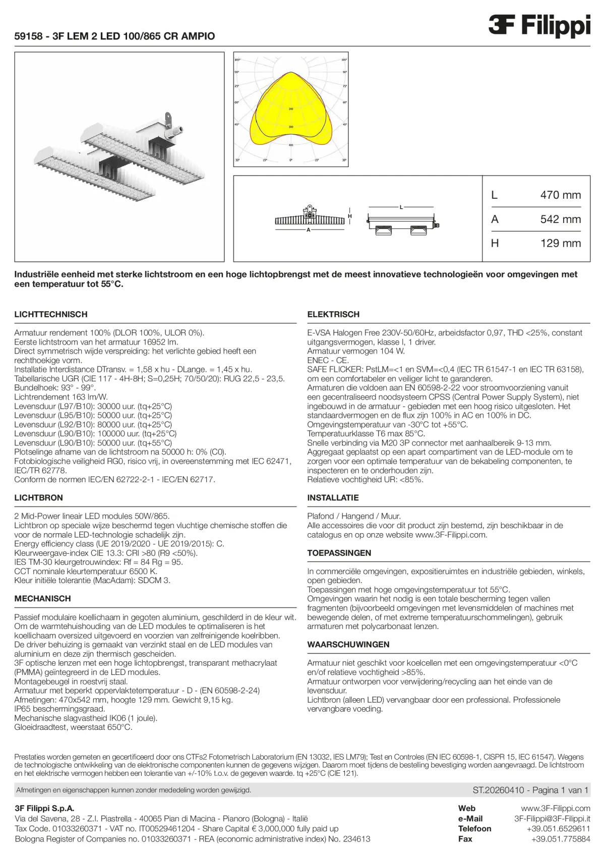59158 - 3F LEM 2 LED 100-865 CR AMPIO - Datasheet - nl