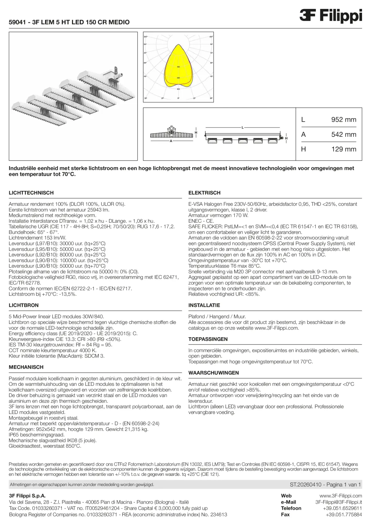 59041 - 3F LEM 5 HT LED 150 CR MEDIO - Datasheet - nl