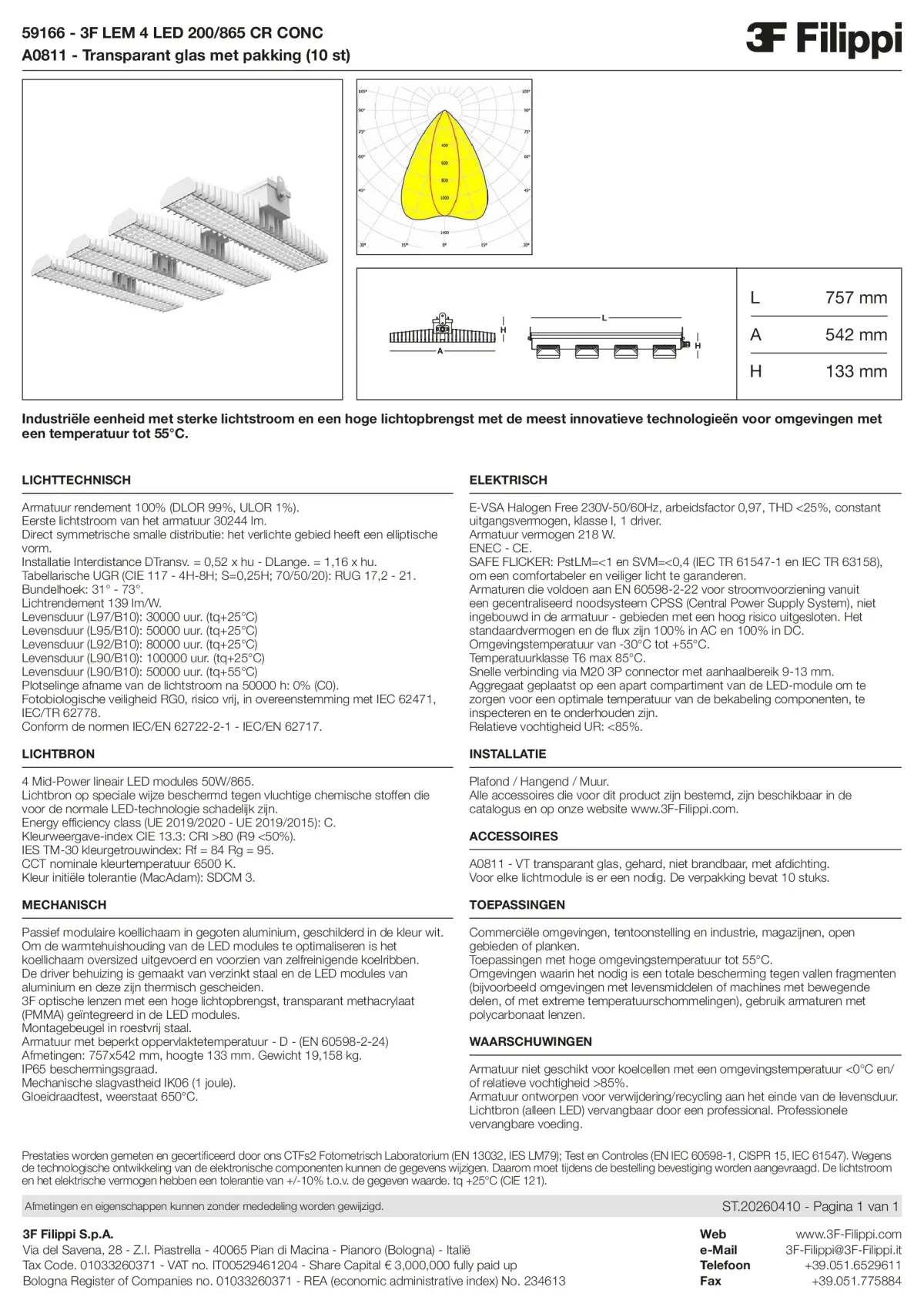 59166+A0811 - 3F LEM 4 LED 200-865 CR CONC + VT - Datasheet - nl