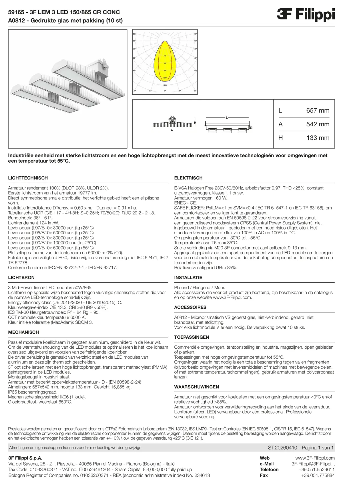 59165+A0812 - 3F LEM 3 LED 150-865 CR CONC + VS - Datasheet - nl
