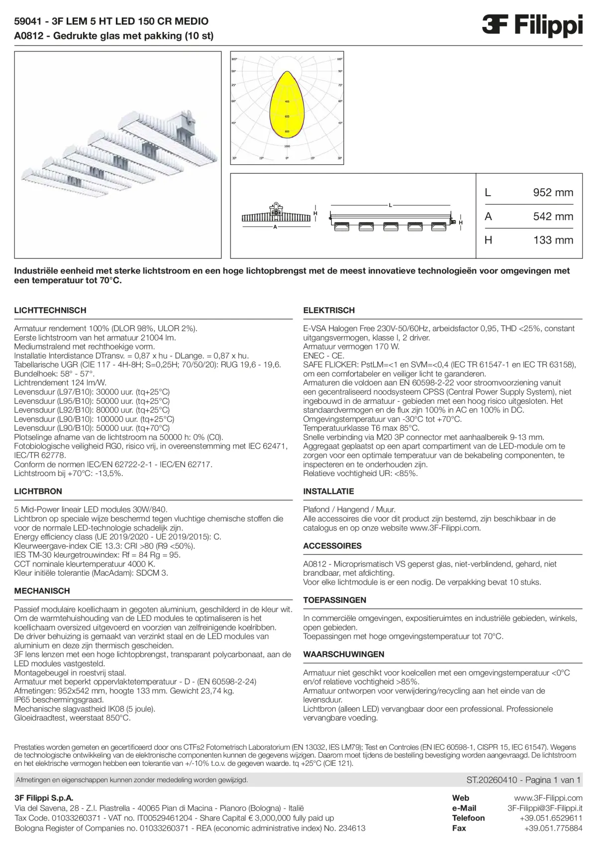 59041+A0812 - 3F LEM 5 HT LED 150 CR MEDIO + VS - Datasheet - nl