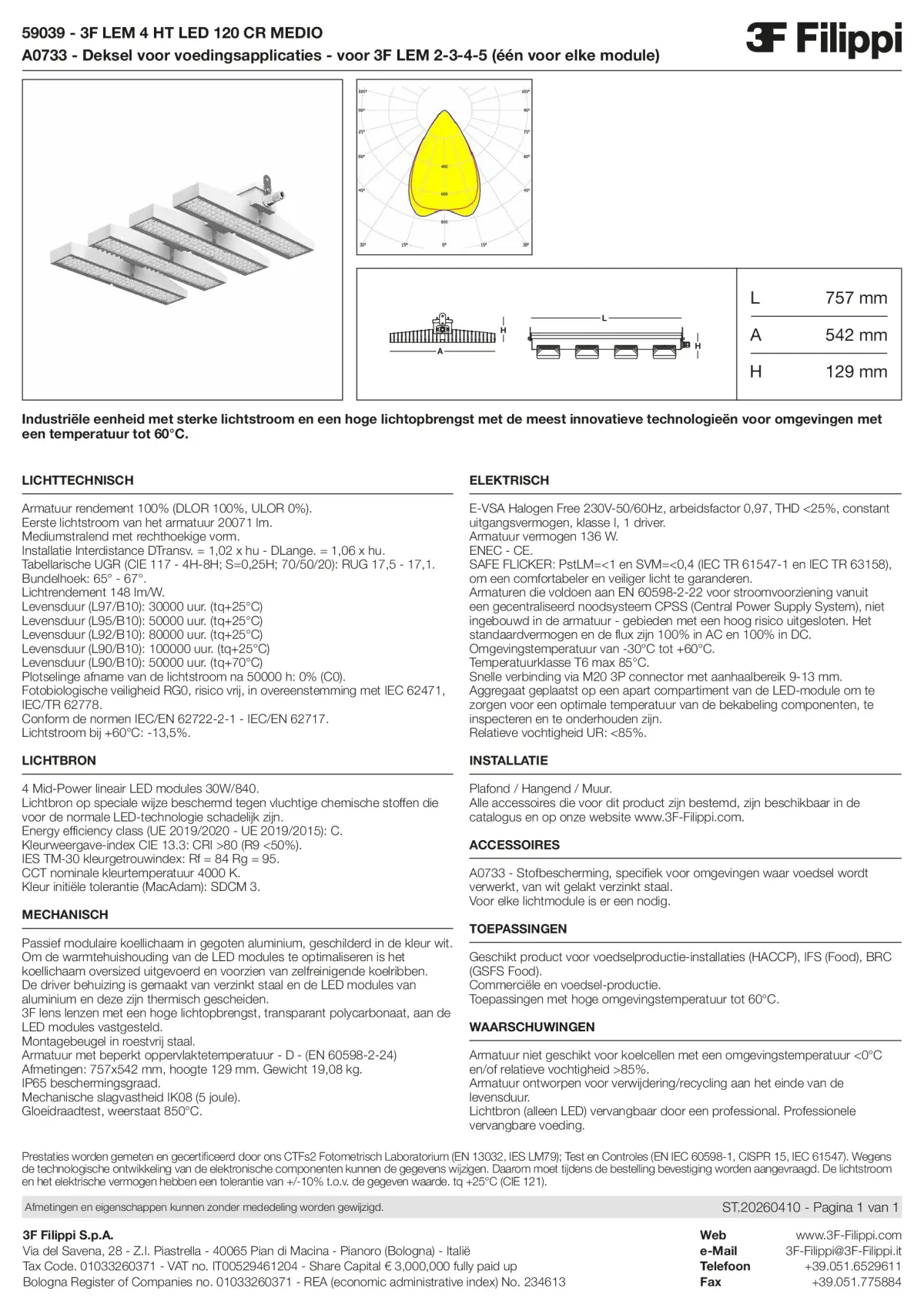 59039+A0733 - 3F LEM 4 HT LED 120 CR MEDIO + FOOD - Datasheet - nl