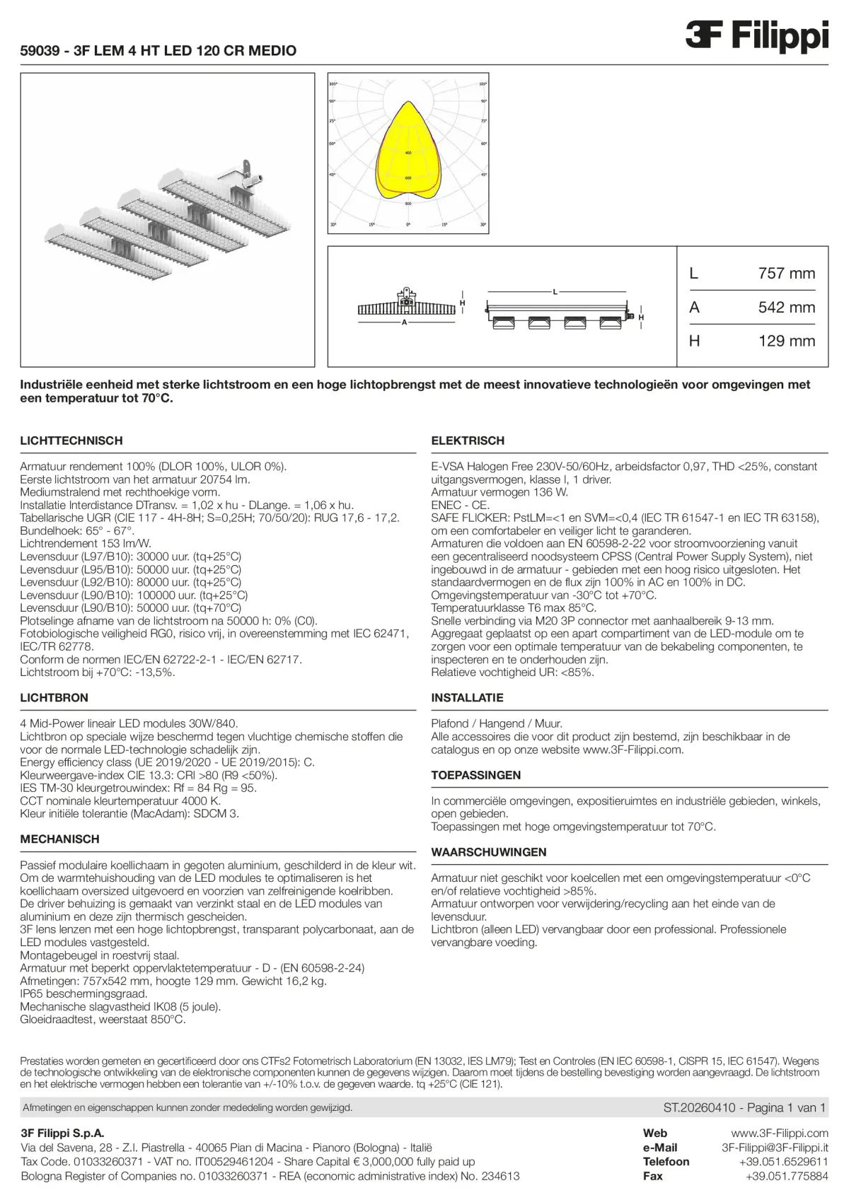 59039 - 3F LEM 4 HT LED 120 CR MEDIO - Datasheet - nl