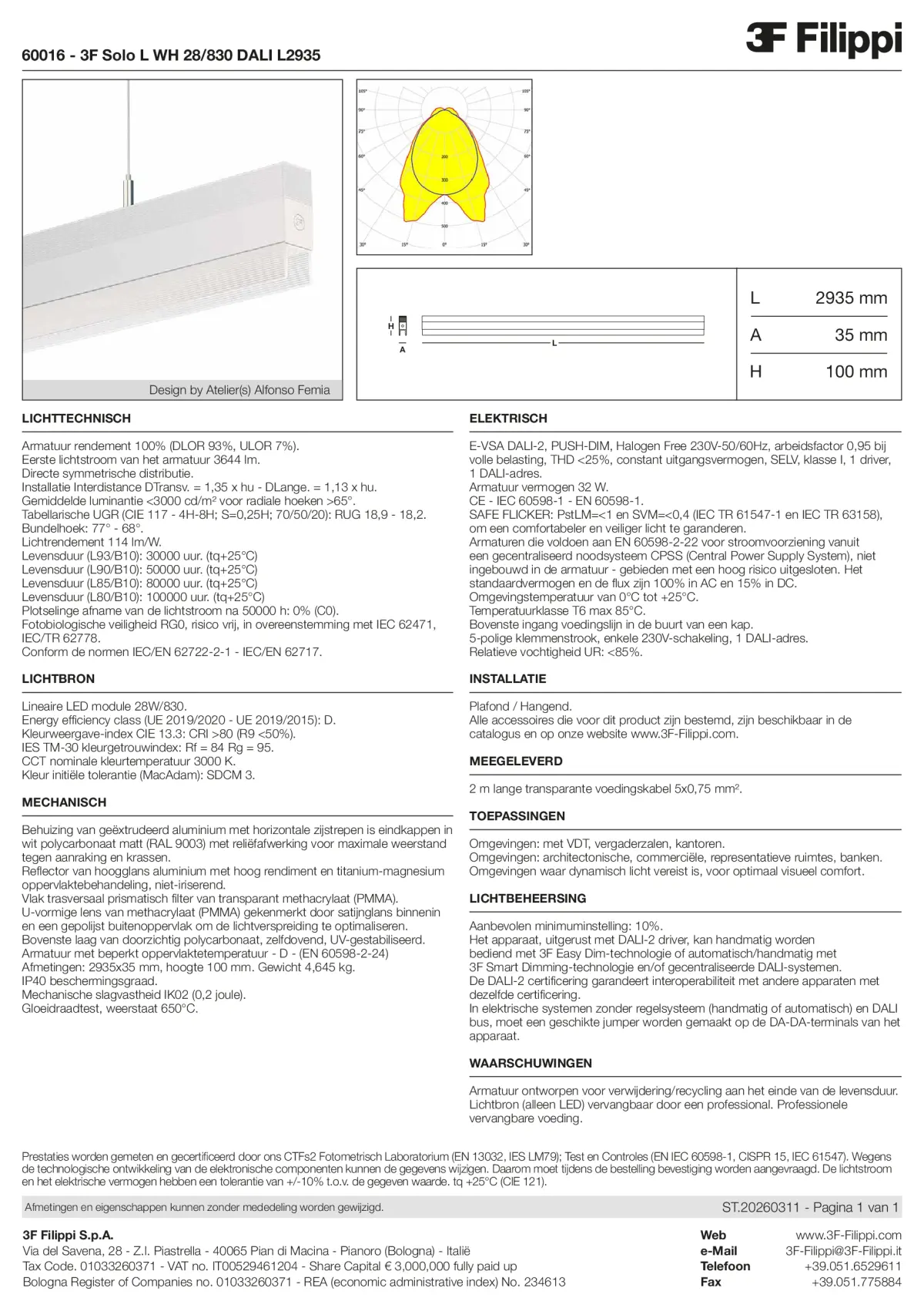 60016 - 3F Solo L WH 28-830 DALI L2935 - Datasheet - nl