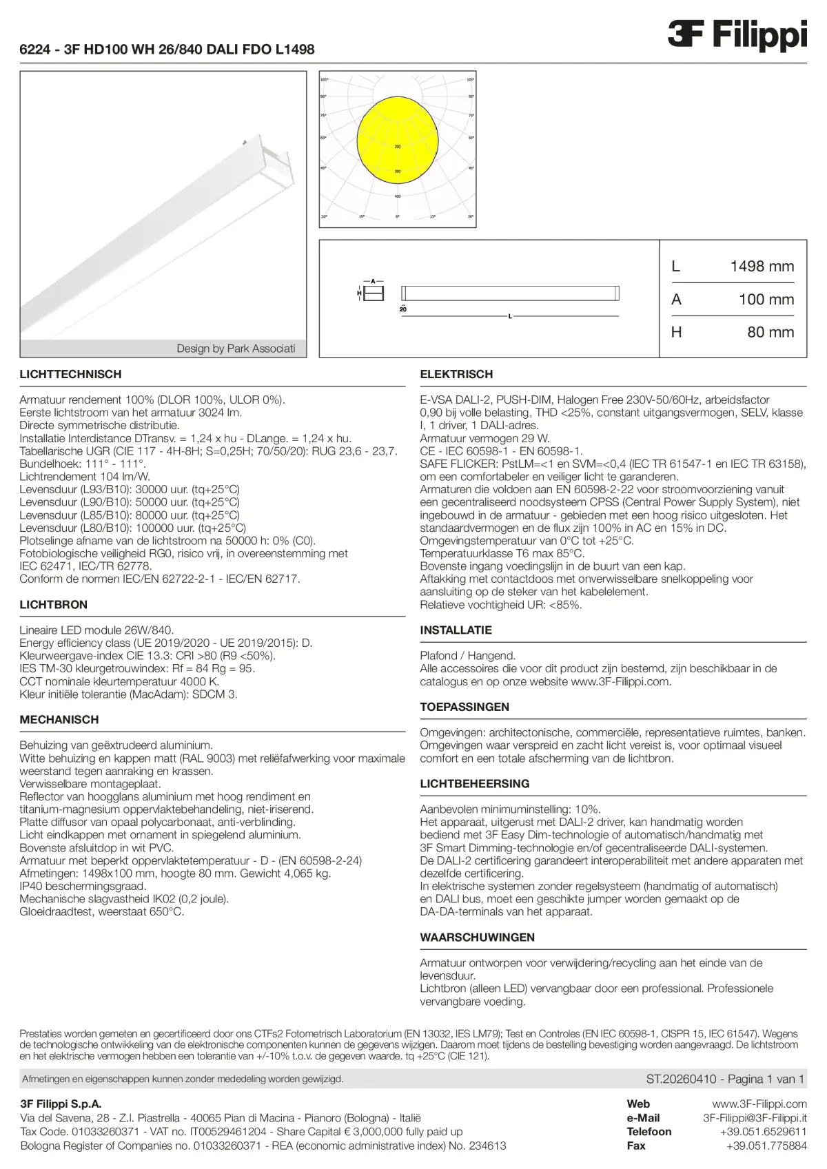 6224 - 3F HD100 WH 26-840 DALI FDO L1498 - Datasheet - nl