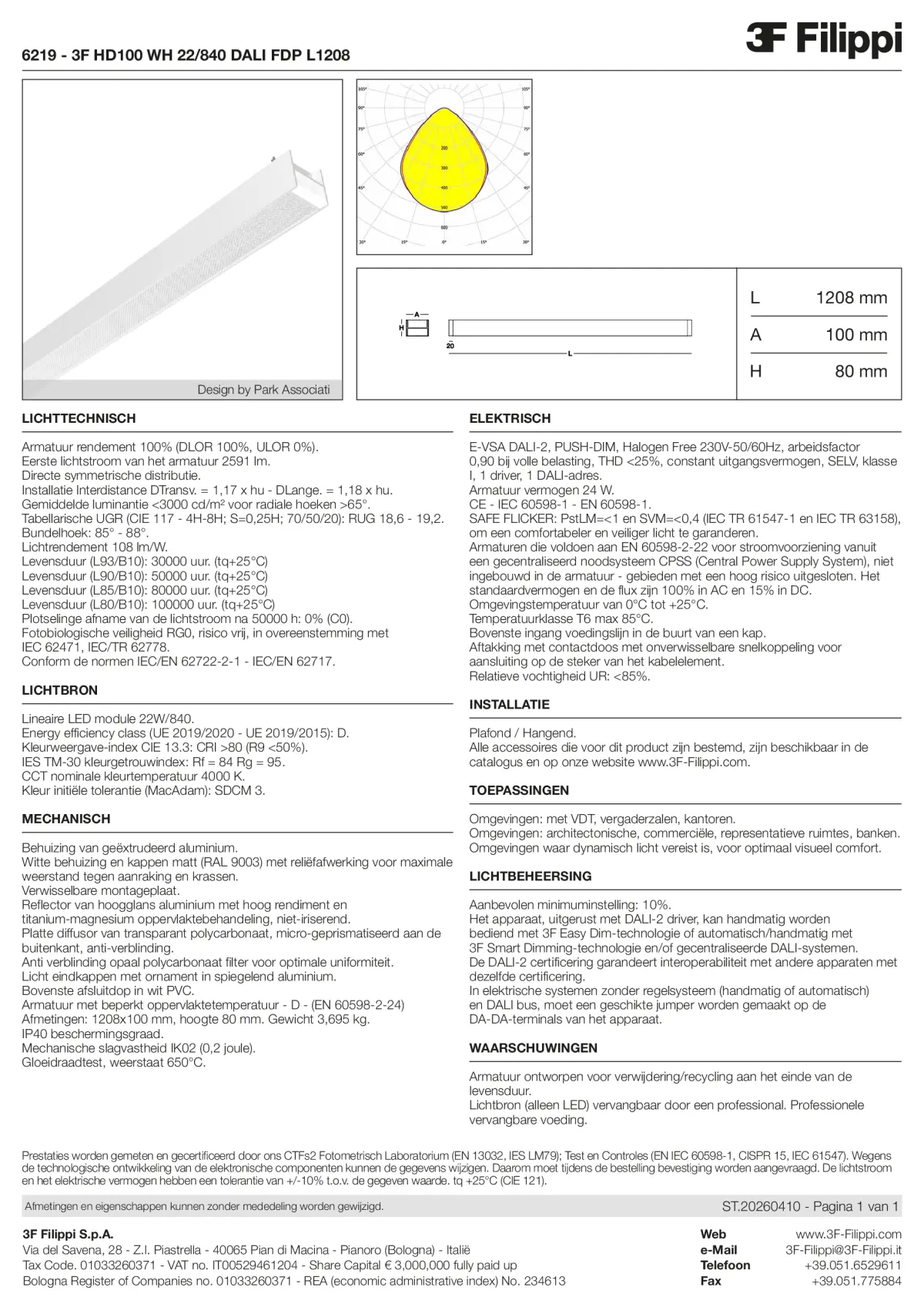 6219 - 3F HD100 WH 22-840 DALI FDP L1208 - Datasheet - nl