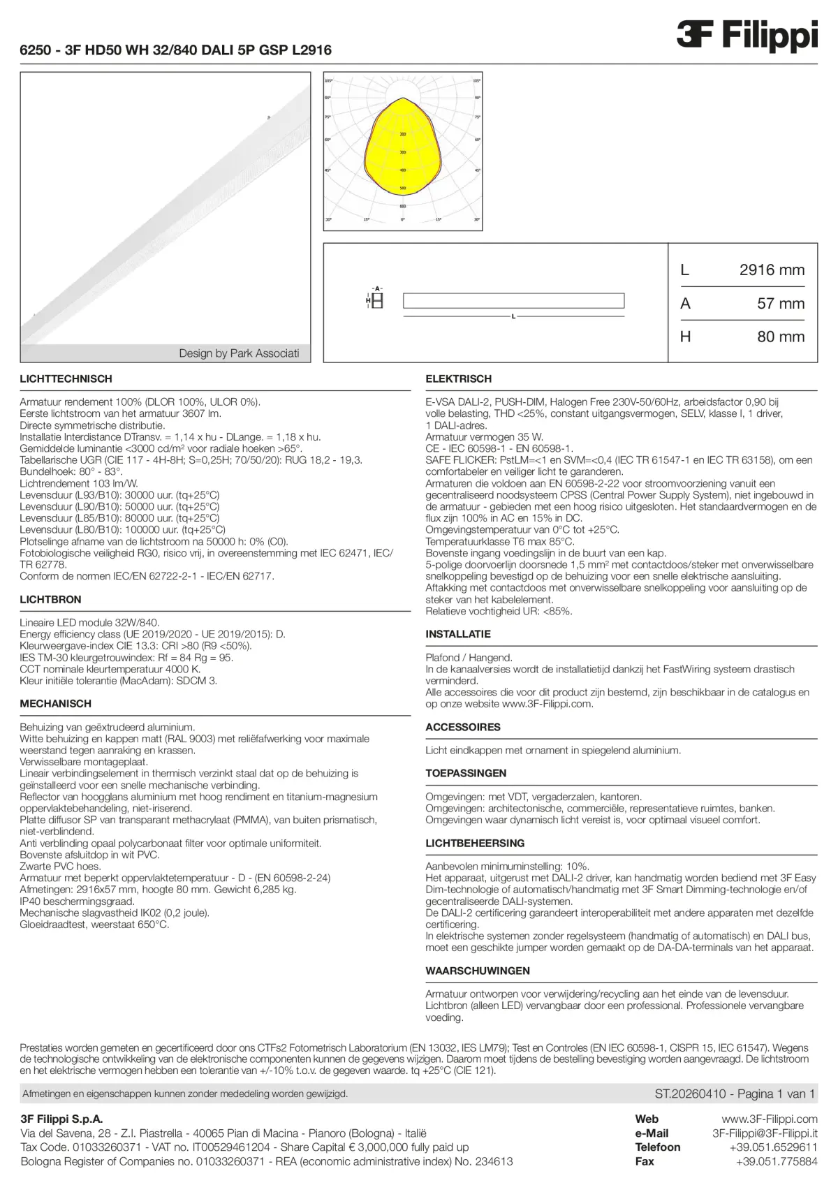 6250 - 3F HD50 WH 32-840 DALI 5P GSP L2916 - Datasheet - nl