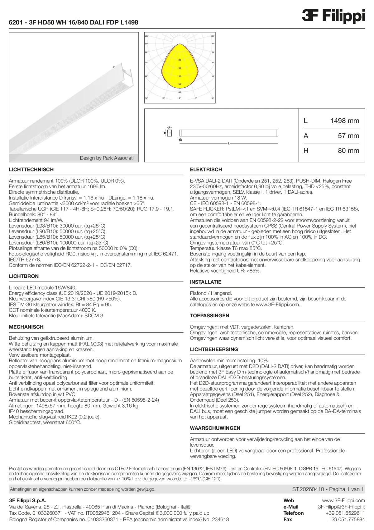 6201 - 3F HD50 WH 16-840 DALI FDP L1498 - Datasheet - nl