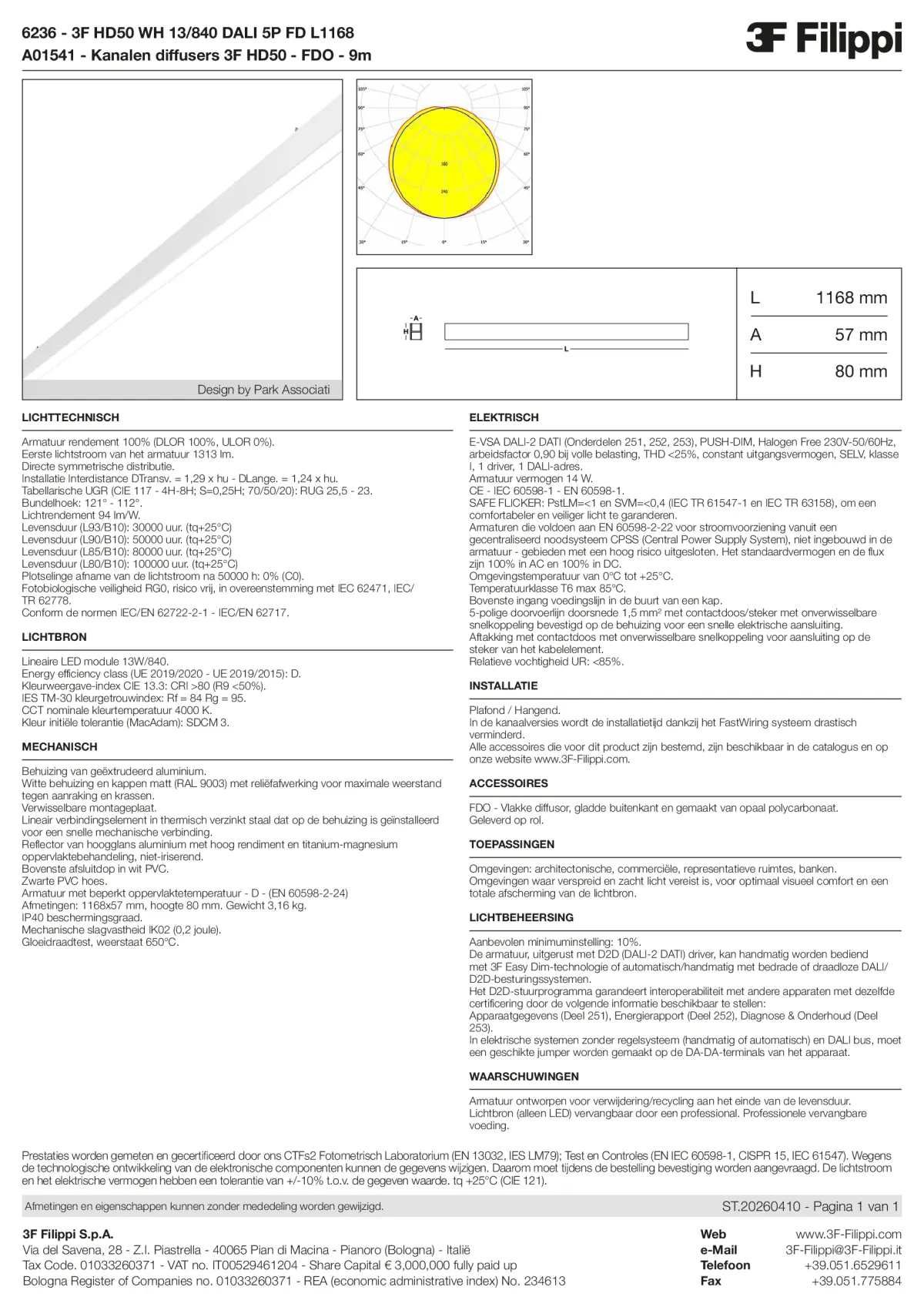 6236+A01541 - 3F HD50 WH 13-840 DALI 5P FD L1168 + FDO - Datasheet - nl