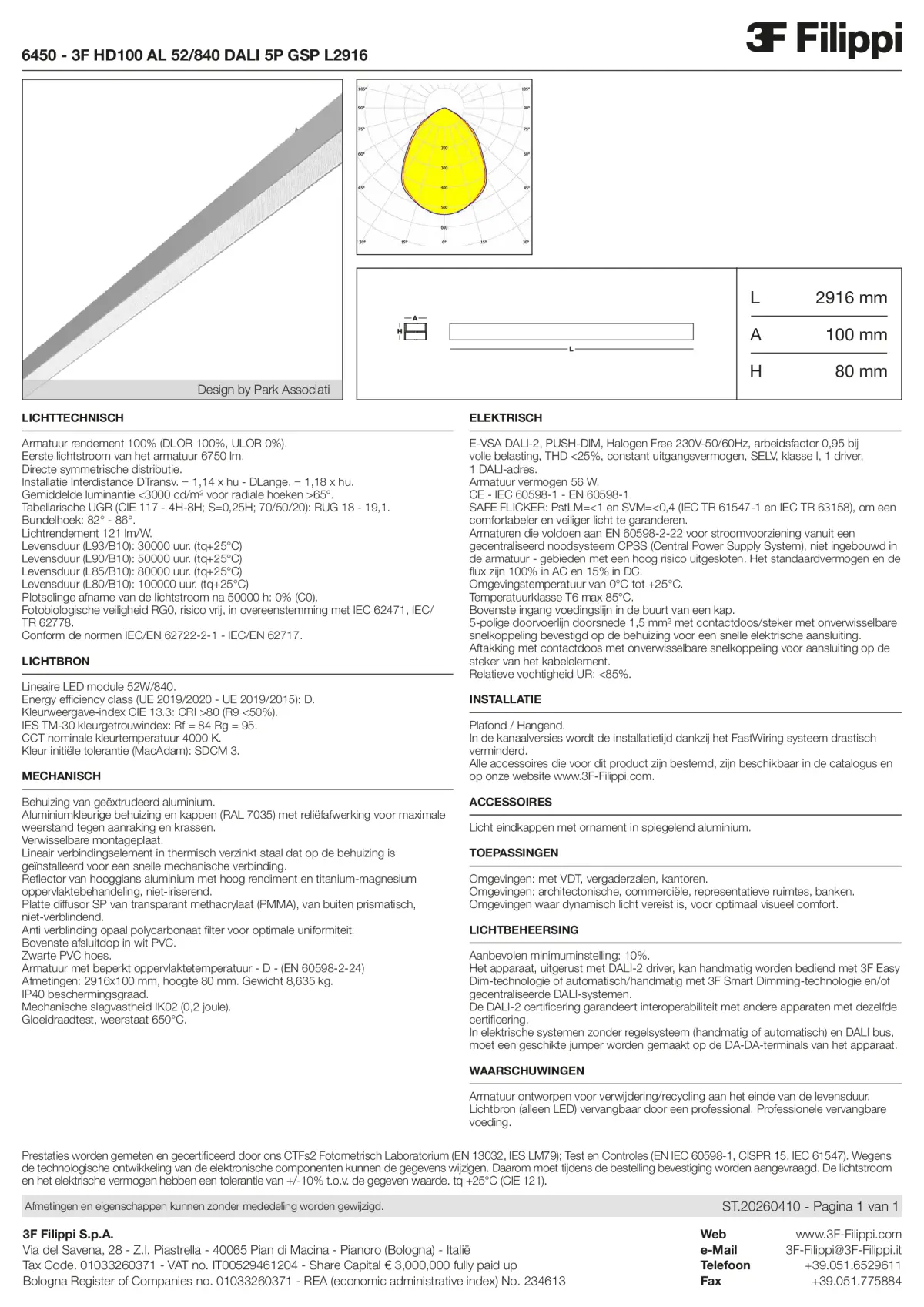 6450 - 3F HD100 AL 52-840 DALI 5P GSP L2916 - Datasheet - nl