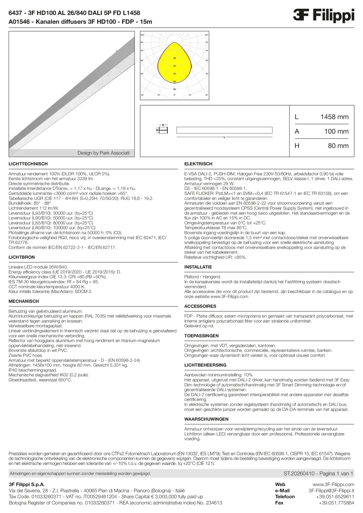 6437+A01546 - 3F HD100 AL 26-840 DALI 5P FD L1458 + FDP - Datasheet - nl