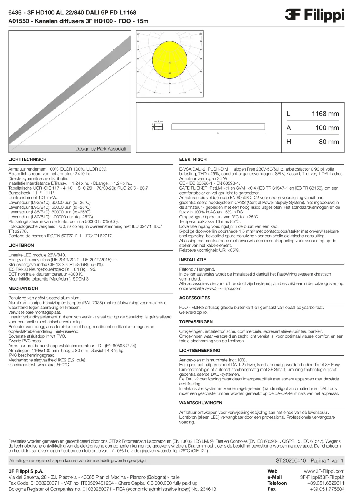 6436+A01550 - 3F HD100 AL 22-840 DALI 5P FD L1168 + FDO - Datasheet - nl