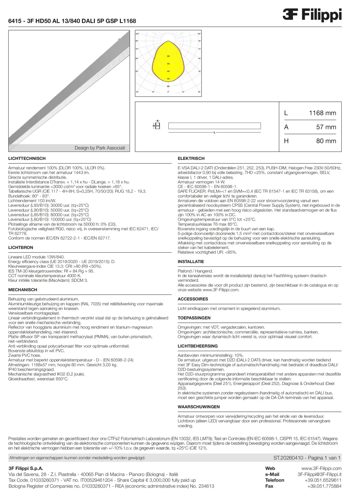 6415 - 3F HD50 AL 13-840 DALI 5P GSP L1168 - Datasheet - nl