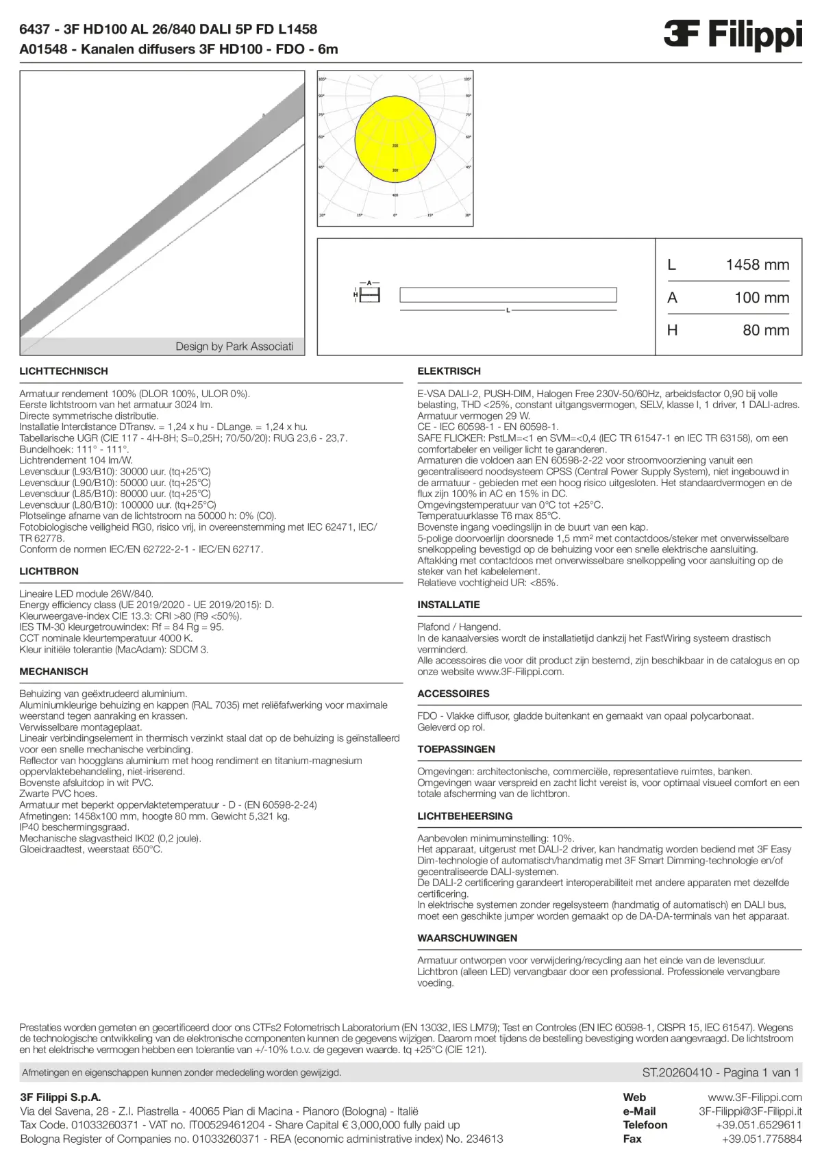 6437+A01548 - 3F HD100 AL 26-840 DALI 5P FD L1458 + FDO - Datasheet - nl