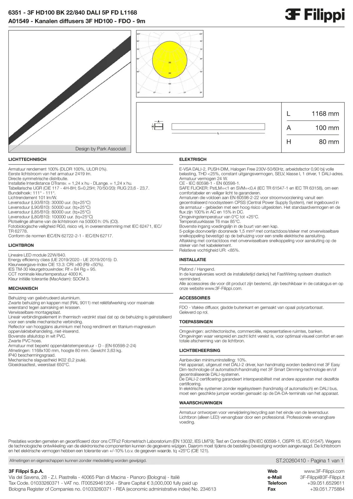 6351+A01549 - 3F HD100 BK 22-840 DALI 5P FD L1168 + FDO - Datasheet - nl