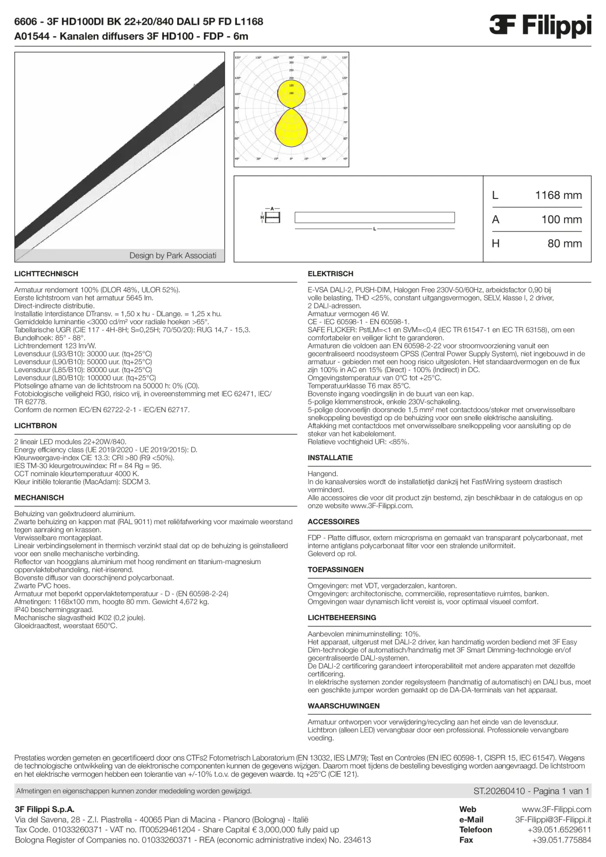 6606+A01544 - 3F HD100DI BK 22+20-840 DALI 5P FD L1168 + FDP - Datasheet - nl
