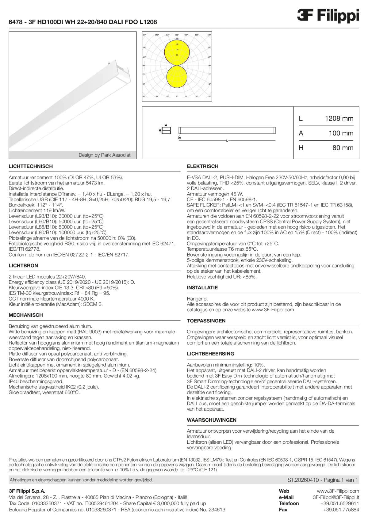 6478 - 3F HD100DI WH 22+20-840 DALI FDO L1208 - Datasheet - nl