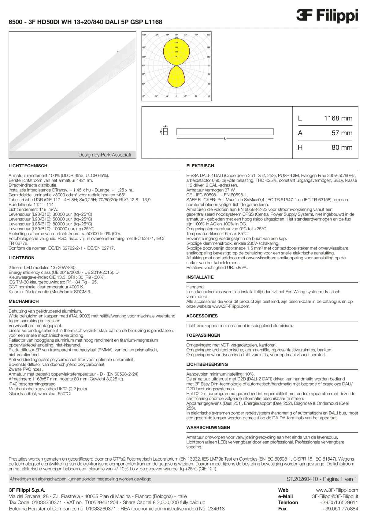 6500 - 3F HD50DI WH 13+20-840 DALI 5P GSP L1168 - Datasheet - nl