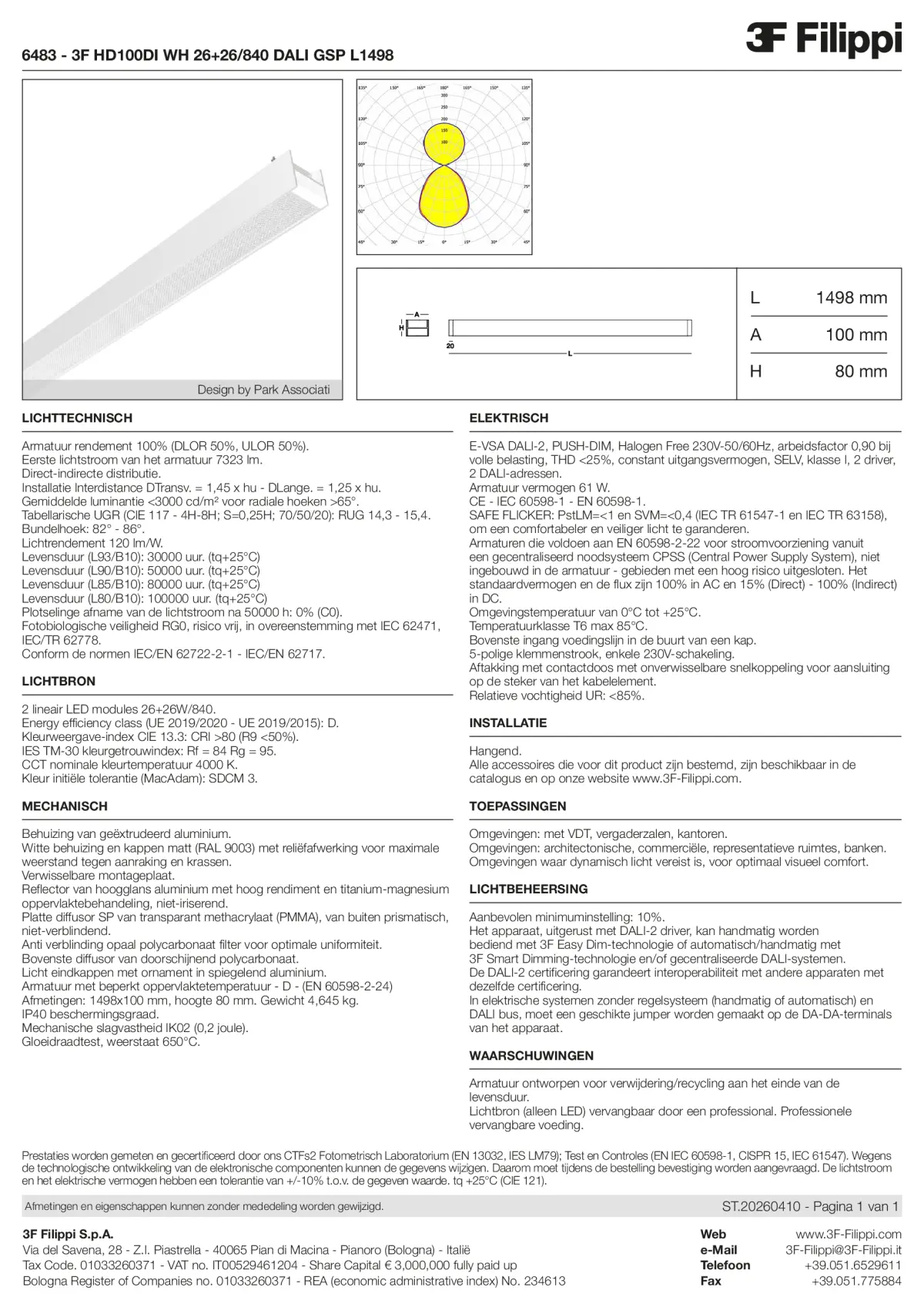 6483 - 3F HD100DI WH 26+26-840 DALI GSP L1498 - Datasheet - nl