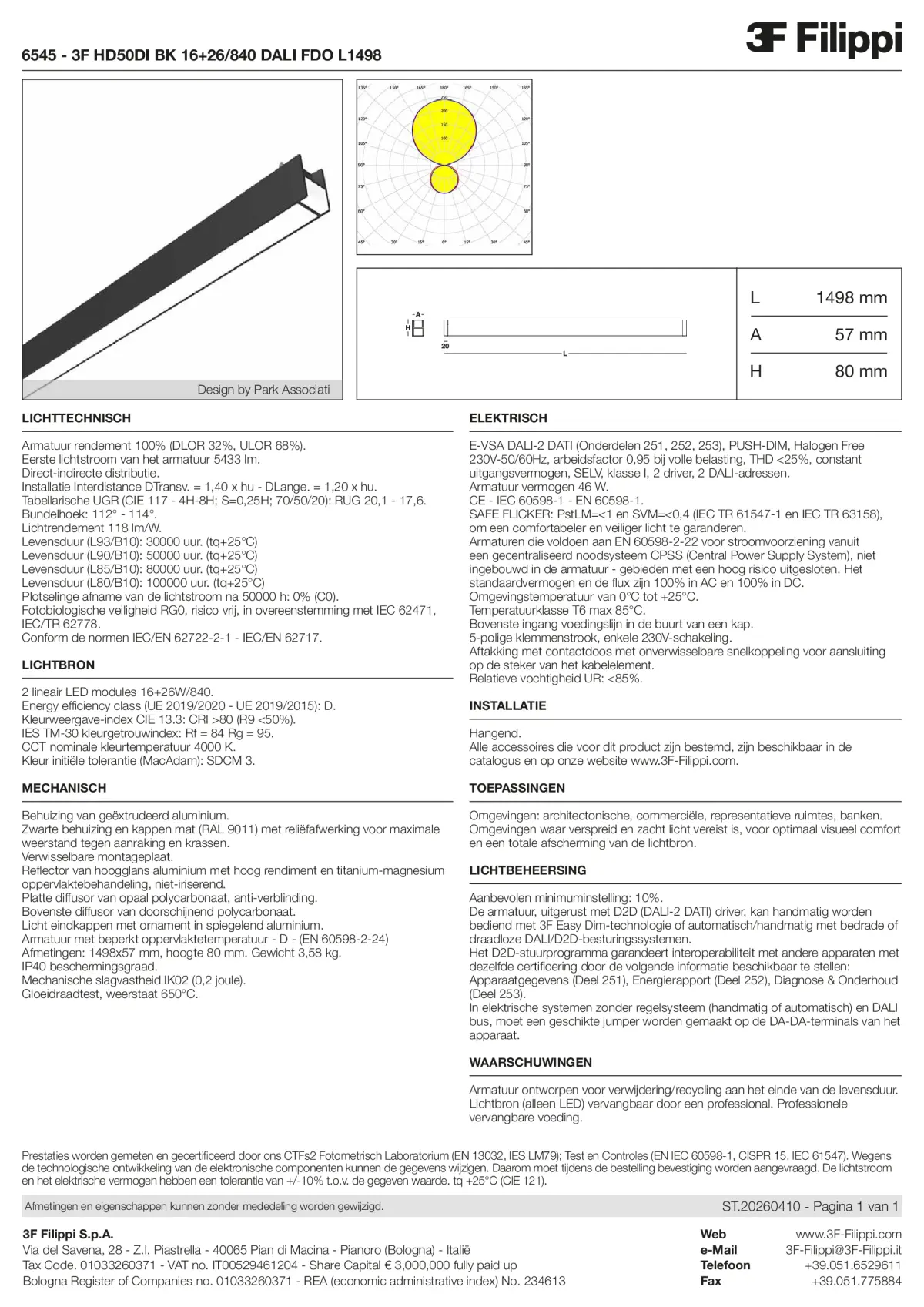 6545 - 3F HD50DI BK 16+26-840 DALI FDO L1498 - Datasheet - nl