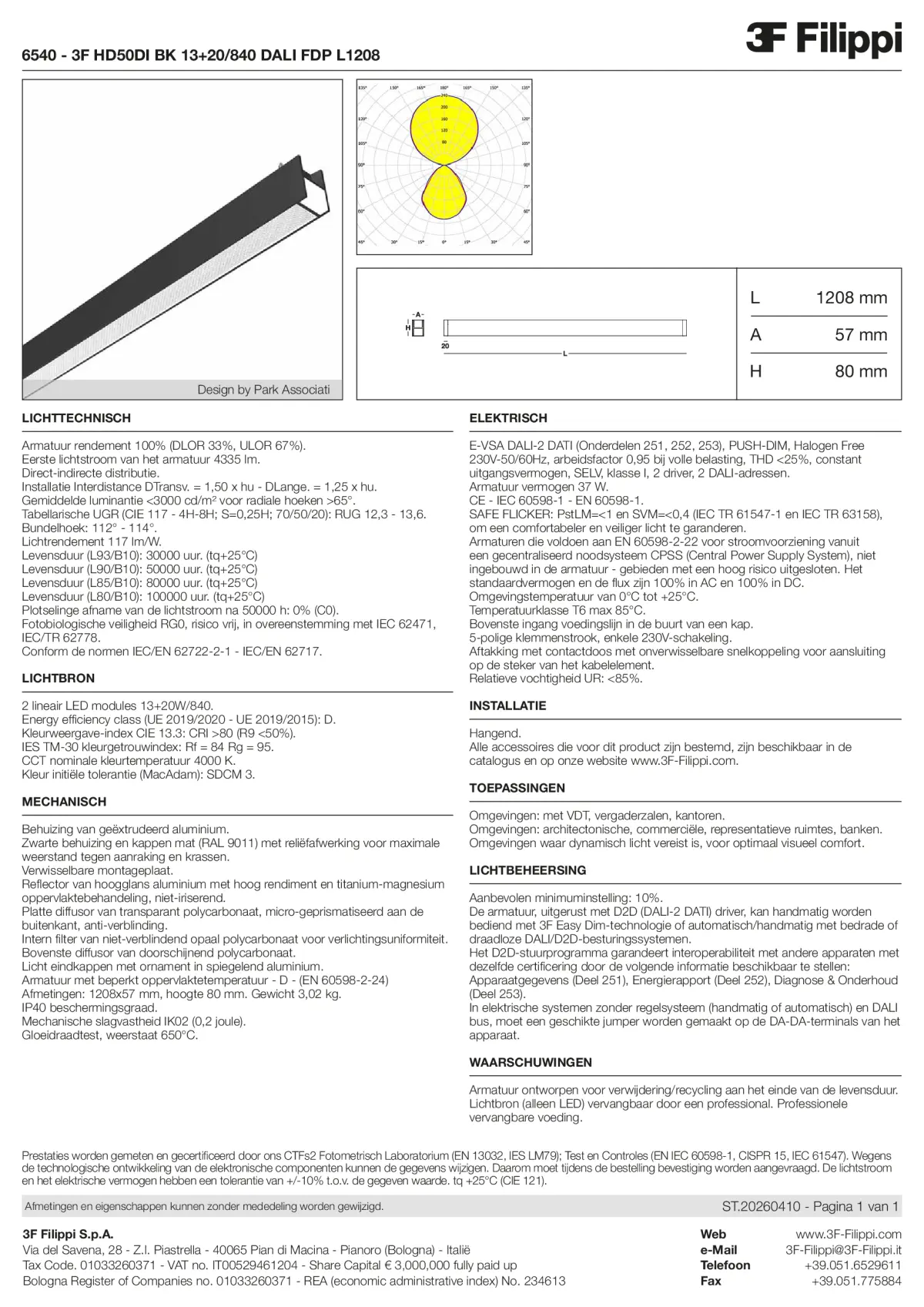 6540 - 3F HD50DI BK 13+20-840 DALI FDP L1208 - Datasheet - nl